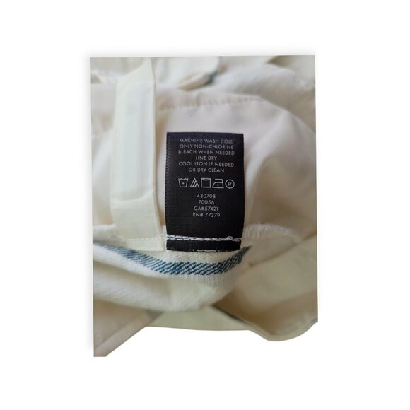 Ann Taylor Cream Blue Green Striped Wide-Leg Linen-Blend Pants Size 12 - Picture 14 of 15